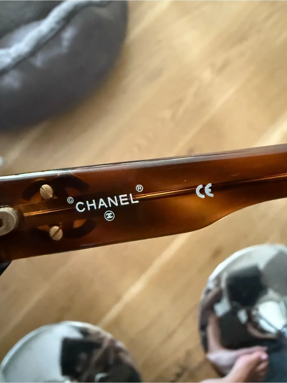 Vintage CHANEL Brown Tortoiseshell Sunglasses with Quilted Black CC Case